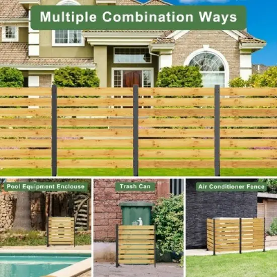 Gulches Wood Privacy Screen, Outdoor Privacy Walls, Privacy Wood Fence for Pool Equipment Enclosure, Trash Can Enclosures, Air Conditioner Fence image {2}