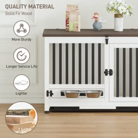 33-Inch Dog Kennel Portable Solid Wood Dog Cage image {2}