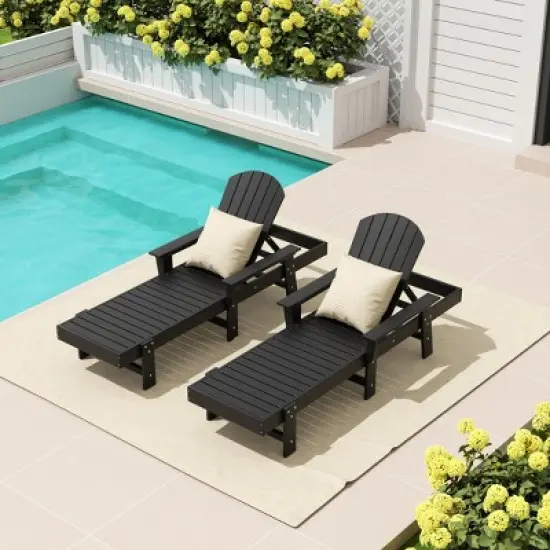 WestinTrends Dylan 2 Piece Adirondack Poly Reclining Chaise Lounge With Arms image {4}