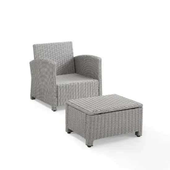 Bradenton 2pc Outdoor Wicker Arm Chair & Ottoman Set - Crosley image {8}