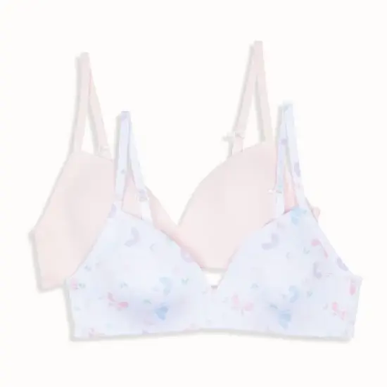 Hanes 2pk Wire Free Butterfly Printed Bra Pink/Purple image {3}