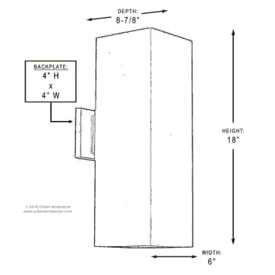 Urban Ambiance Luxury Minimalist Outdoor Wall Light,  18"H x 6"W,  Olde Bronze Finish, UHP1111 image {4}