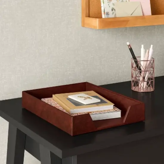 Faux Leather Letter Tray - Threshold&trade; image {1}
