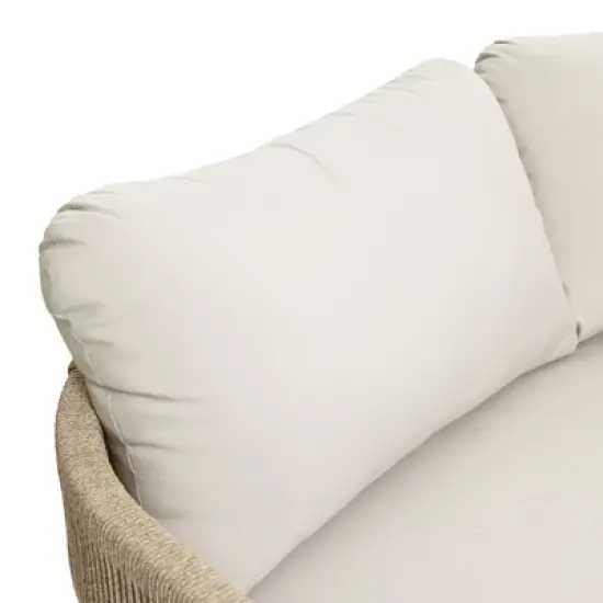 LuxenHome Outdoor Acacia Wood with Rope Sides 4-Person Club Patio Set with Coffee Table image {2}