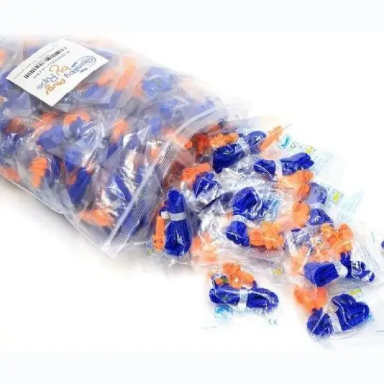 Quality Plugs - 100 Pairs Individually Wrapped Corded Silicone Reusable Washable Earplugs 29dB image {3}