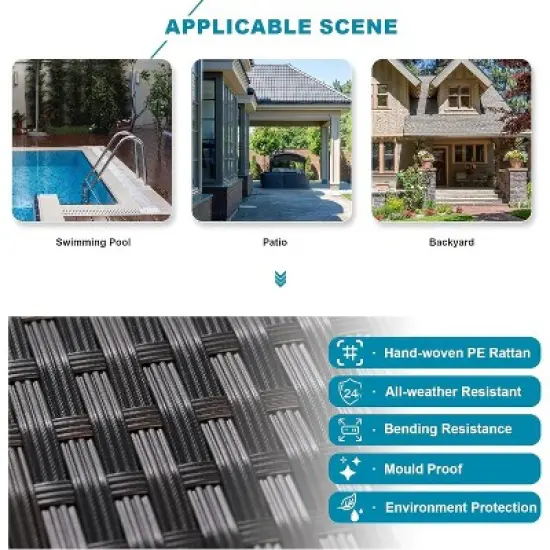 ALAULM 8 Pieces Outdoor Patio Furniture Set with 43" Gas Propane Fire Pit Table PE Wicker Rattan Sectional Sofa image {8}