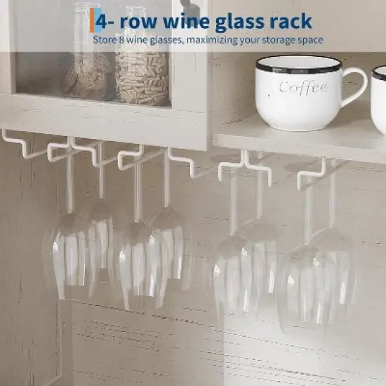 Acekool 72" Tall Kitchen Pantry Cabinet with Hutch, 4 Doors, 2 Drawers, Wine & Glass Rack, Adjustable Shelves, Large Buffet Storage,White image {3}