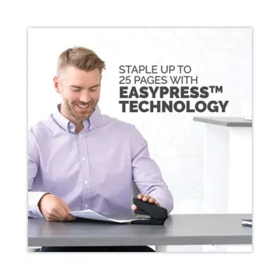 Fellowes LX840 EasyPress Half Strip Stapler, 25-Sheet Capacity, Black image {4}