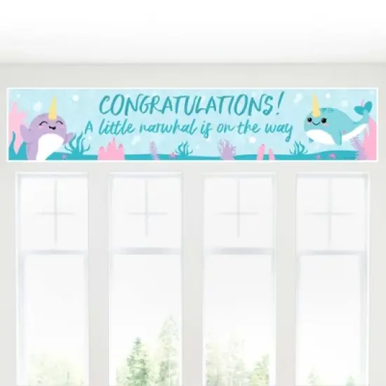 Big Dot of Happiness Narwhal Girl - Under The Sea Baby Shower or Birthday Party Decorations Party Banner image {3}