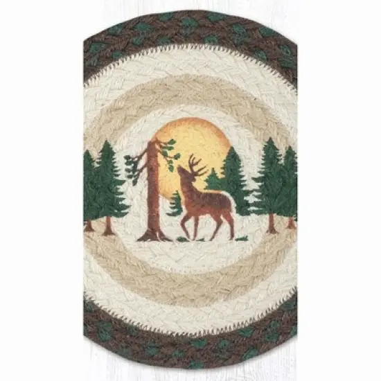Earth Rugs Full Moon Deer Printed Round Jute Trivet 10" Rustic Table Accent image {2}