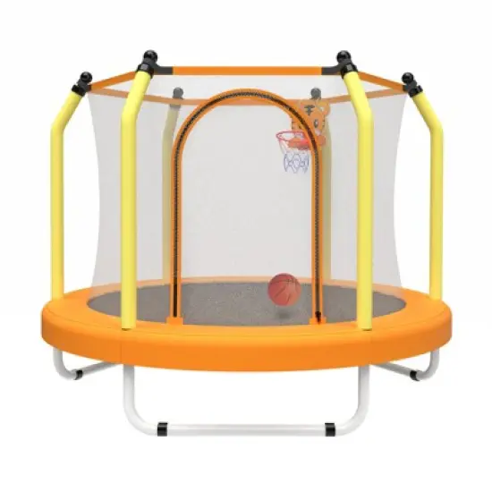 Aukfa 55 inch Kids for Ages 1-8 Trampoline with Handle - Indoor/Outdoor Toddler Trampoline, 6-Leg Design for Safety & Stability image {12}