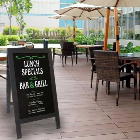 Excello Global Products 40" x 20" Wooden A-Frame Chalkboard w Stencil Set/Sidewalk Chalkboard Sign Sandwich Board/Chalk Board Standing Sign (Black) image {6}