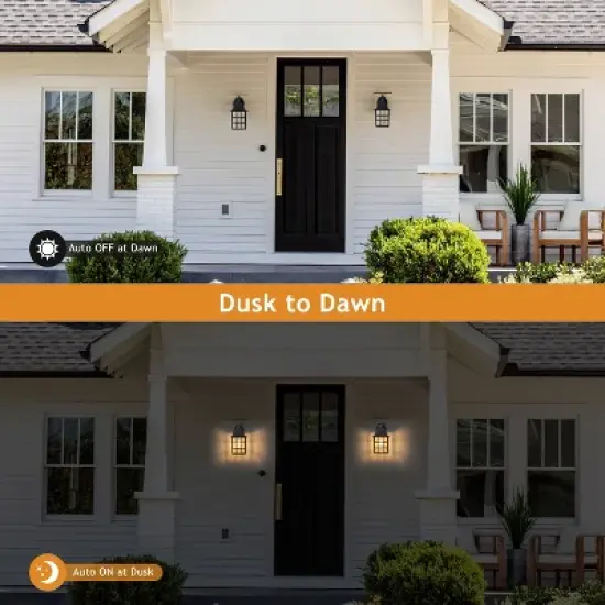 C Cattleya 2 Pack Dusk to Dawn Outdoor Wall Sconce Light with Water Glass Shade image {2}