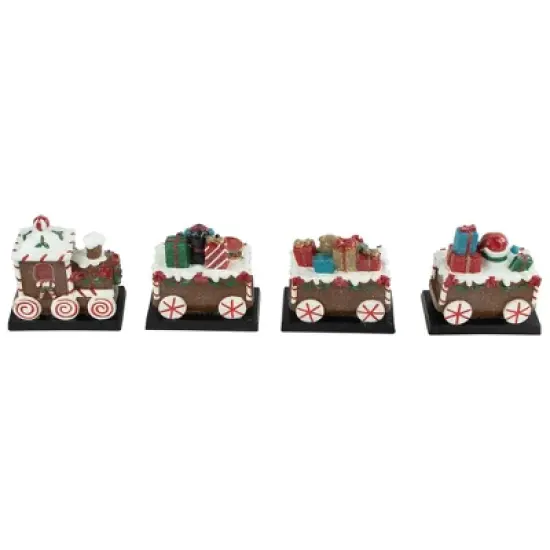 Northlight Set of 4 Gingerbread Train Christmas Stocking Holders 4.75" image {3}