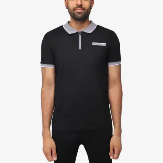 X RAY Men's Short Sleeve Zip-Neck Polo image {3}