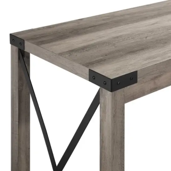 Rustic Farmhouse Metal X Kitchen Island with Shelves - Saracina Home image {8}