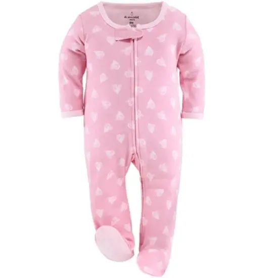The Peanutshell Footed Baby Sleepers for Girls, Cheetah & Pink Hearts, 3-Pack, Newborn to 12 Month Sizes image {3}