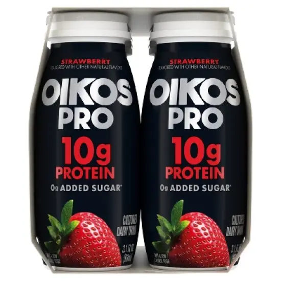 Oikos Pro Strawberry Cultured Dairy Drink - 3.1 fl oz/6ct image {10}