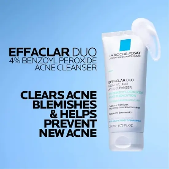 La Roche Posay Effaclar Dual Action Acne Face Cleanser with 4% Benzoyl Peroxide - 6.7 fl oz image {4}