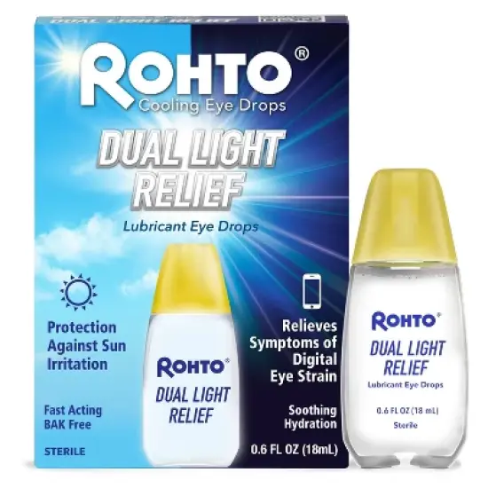 Rohto Dual Light Relief Lubricant Eye Drops - 0.6 fl oz image {7}