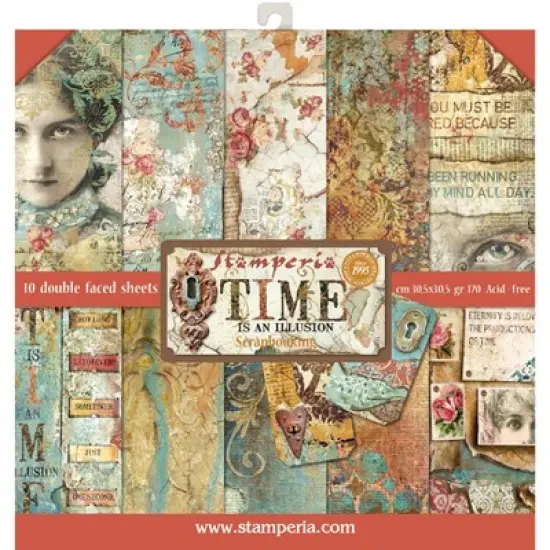 Stamperia Double-Sided Paper Pad 12"X12" 10/Pkg-Time Is An Illusion, 10 Designs/1 Each image {1}