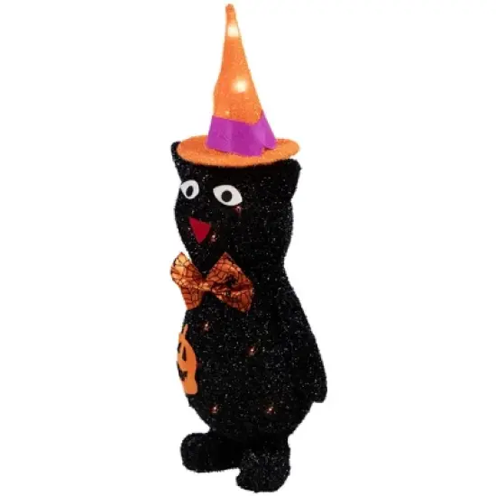 Northlight 24" Lighted Black Cat in Witch's Hat Outdoor Halloween Decoration image {3}