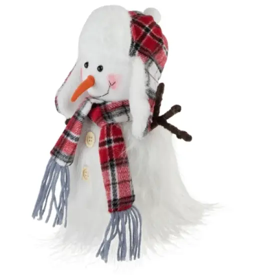 Northlight Snowman in Plaid Trapper Hat and Scarf Christmas Decoration - 10.25" image {4}