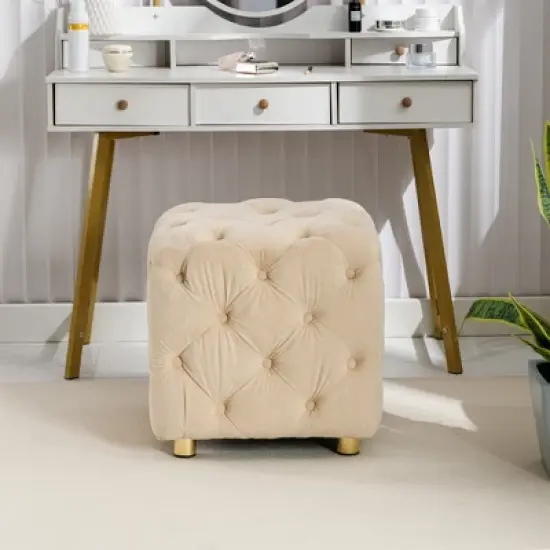 Modern Velvet Upholstered Ottoman - ModernLuxe image {4}