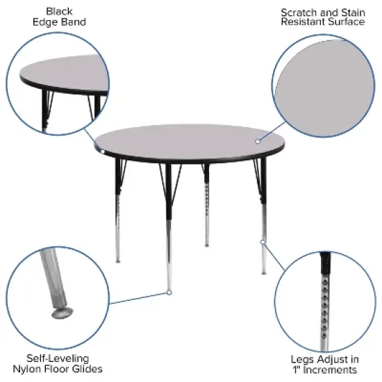 Emma and Oliver 48" Round Laminate Adjustable Activity Table image {7}
