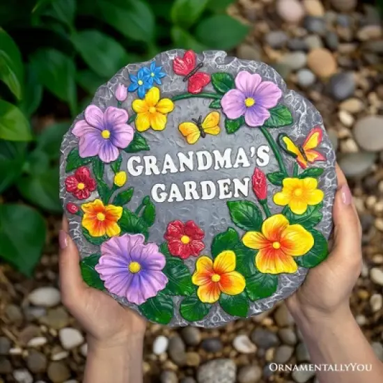 Grandma&rsquo;s Garden Floral Stepping Stone, 9.5" Decorative Outdoor Decoration| OrnamentallyYou image {5}