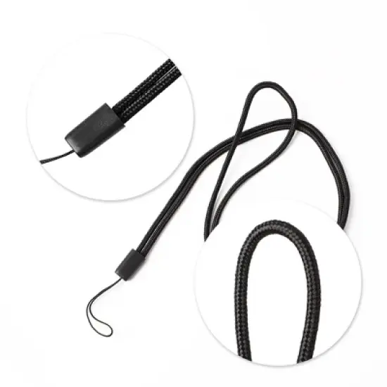 Unique Bargains Nylon Plastic Lightweight Comfortable Badge Holder Lanyards 18 Inches Black 1 Pc image {1}