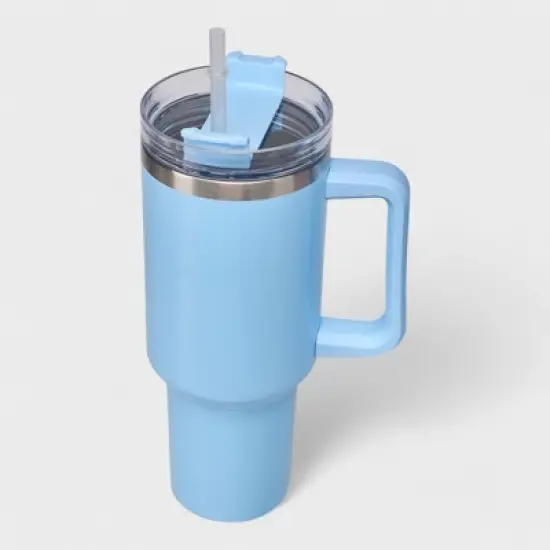 40oz Stainless Steel Insulated Tumbler with Handle and Straw Lid image {3}