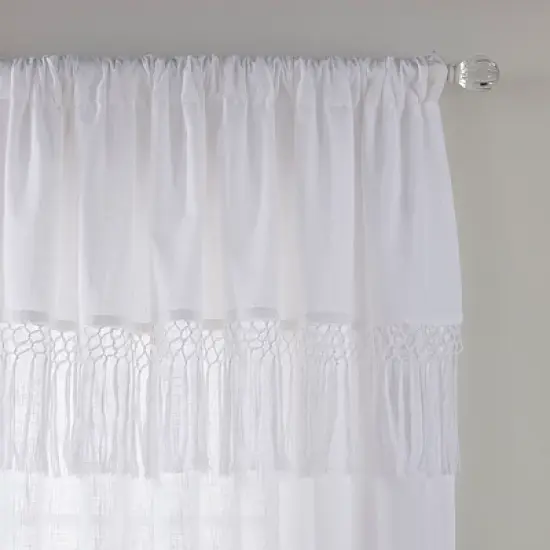 Calypso Boho Macram&eacute; Tassel Semi Sheer Single Window Curtain Panel - Elrene Home Fashions image {1}