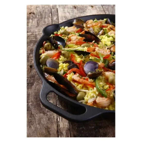 Victoria Cast Iron Paella Skillet 13" Black image {7}