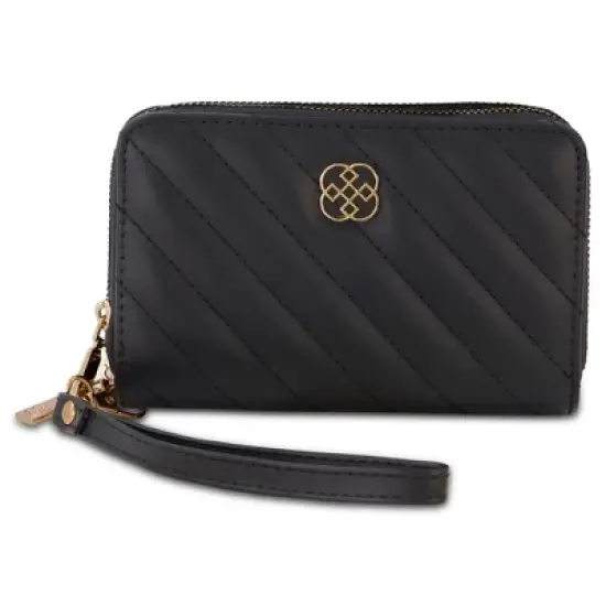 Daisy Fuentes Women's Diagonally Quilted Compact Wallet, Large Capacity with Double Zipper Closure image {7}