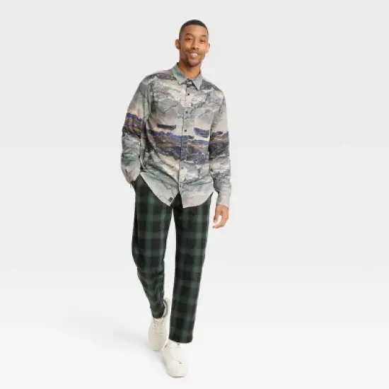 Houston White Brushed Rayon Outdoor Woven Button-Down Shirt - Gray image {2}