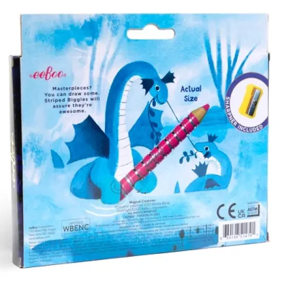eeBoo: Striped Biggies Magical Creatures Pencils Set, 12 Pieces image {1}