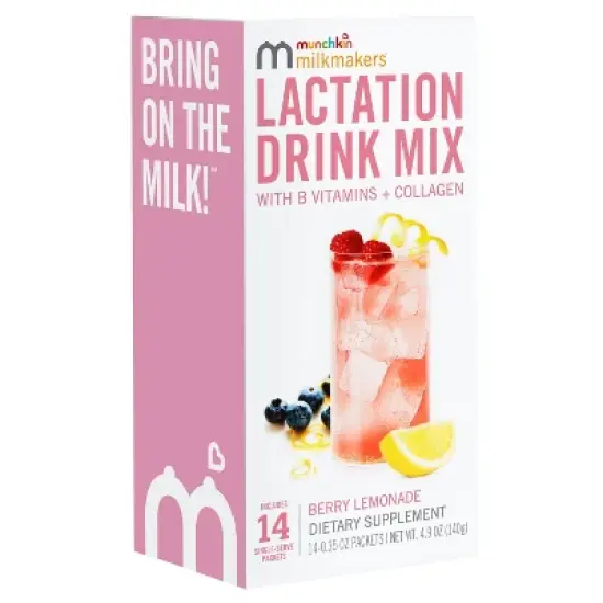 Munchkin Milkmakers Lactation Drink Mix Supplement with B Vitamins & Collagen - Berry Lemonade - 14ct/4.9oz image {5}