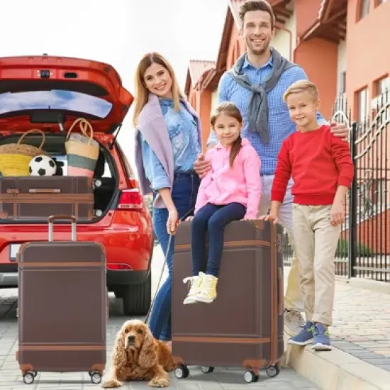 Gulches 3-Piece Hardshell Luggage Set - Lightweight Spinner Suitcases with TSA Lock - Brown - 20" & 24" image {3}