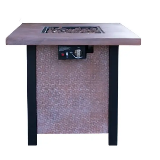 25" H Outdoor Patio Propane Gas Fire Pit Table - 50,000 BTU High-temperature-resistant carving process for of rattan weaving grain image {3}