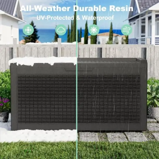INFURNIC Deck Boxes, Outdoor Patio Storage Box with Handle, Waterproof Box for Storage Patio Furniture Garden Tools, Black, 41.93"*17.13"*22.44" image {2}