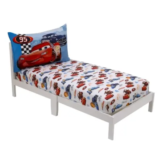 Disney Cars Radiator Springs White, Blue, and Red 2 Piece Toddler Sheet Set - Fitted Bottom Sheet and Reversible Pillowcase image {5}