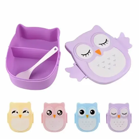 Kitcheniva Owl Shaped Lunch Box With Compartments Yellow image {1}