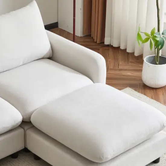 Christopher Knight Home Acker 3 Pieces Modern Upholstered Sectional Sofa Set, White image {8}