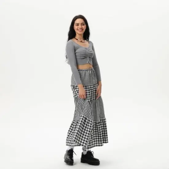 Women's Elastic Waistband Maxi Skirt - Wild Fable&trade; Black Gingham image {4}