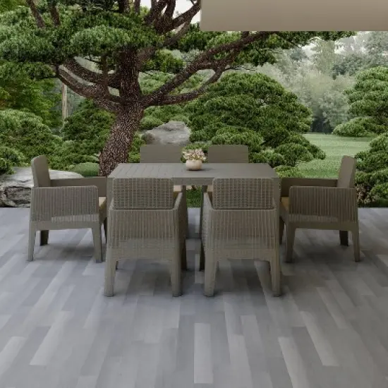 Lucca 7pc Dining Set with Cushions - Gray/Beige - DUKAP image {9}