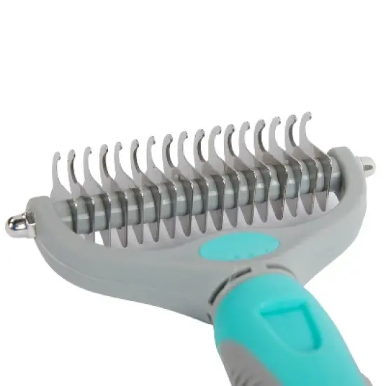 Groomer Essentials Double-Sided Deshedding Tool Rake 9/17 Blades - Dog Brush for Shedding and Mat Removal, Ideal for Medium to Long Coats image {6}