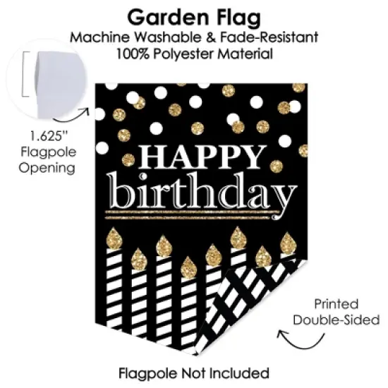 Big Dot of Happiness Adult Happy Birthday - Gold - Outdoor Home Decorations - Double-Sided Birthday Party Garden Flag - 12 x 15.25 inches image {2}