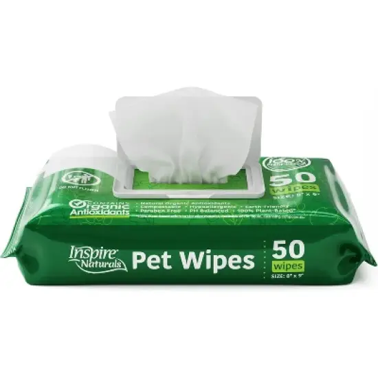 Inspire Naturals Pet Wipes for Dogs and Cats 100% Natural Plant Based with Organic Antioxidants, Dog Wipes/Cat Wipes | Puppy Wipes image {4}