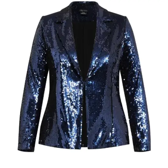 Women's Plus Size Sequin Seduction Jacket - navy | CITY CHIC image {2}